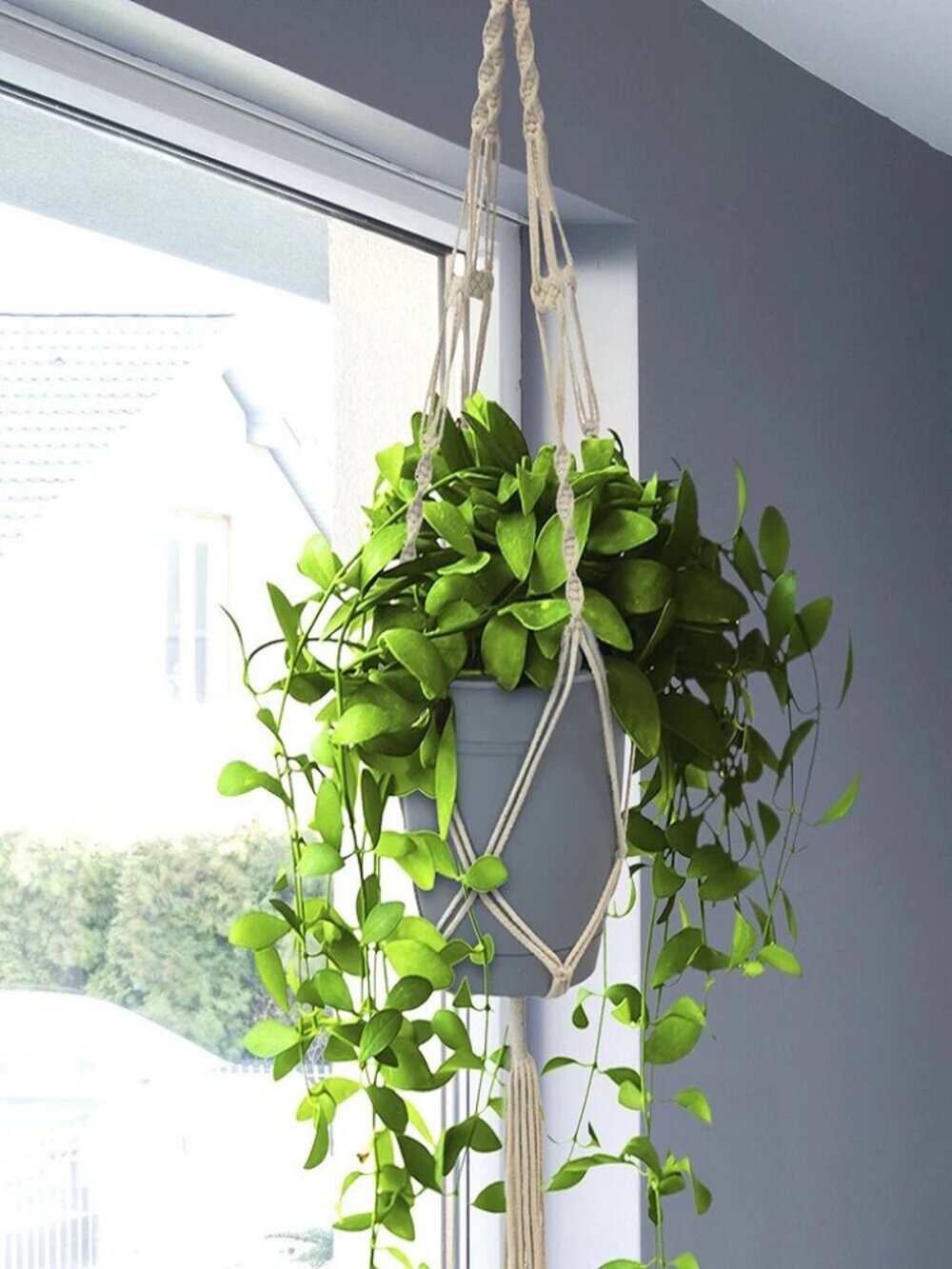 2-Pack Macrame Jute Plant Hangers 41” Large Boho Style Pot Holders - Picture 3 of 12